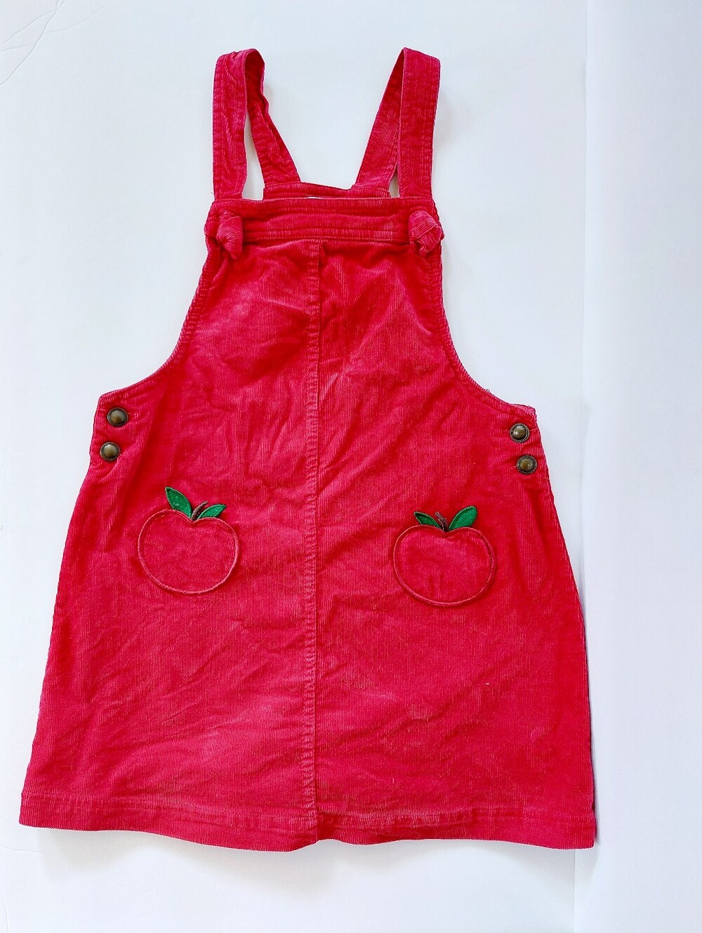 Red Corduroy Apple Jumper Dress girls 7 Orchard Autumn Harvest Fall Max Studio